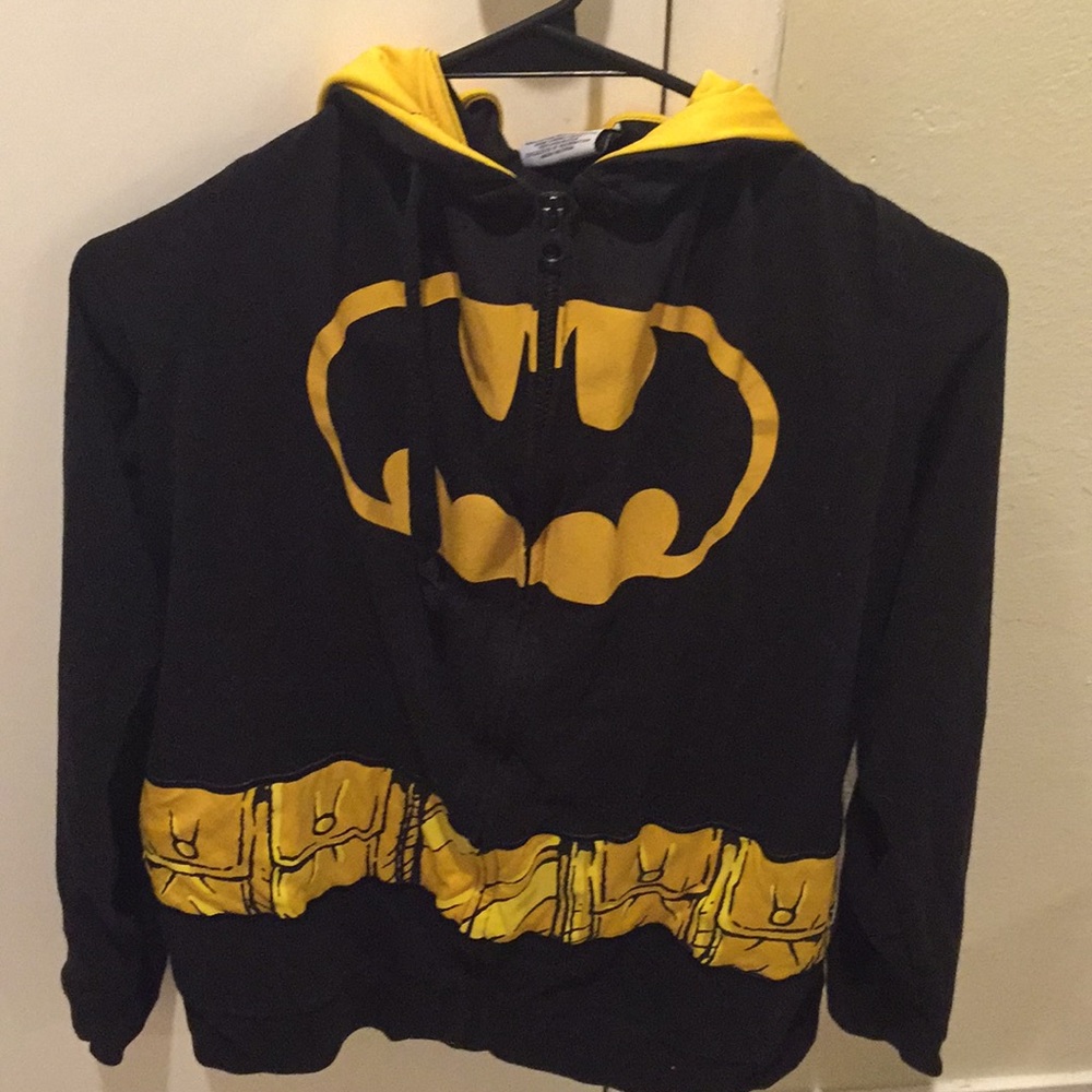 Batman zip up hoodie w bat ears & fake belt